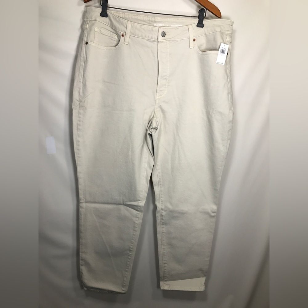 Old Navy OG Straight / Khaki Beige High Waist Stretch Denim Jeans NWT / Size 18